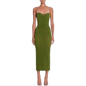 Alex Perry Green Strapless Midi Dress